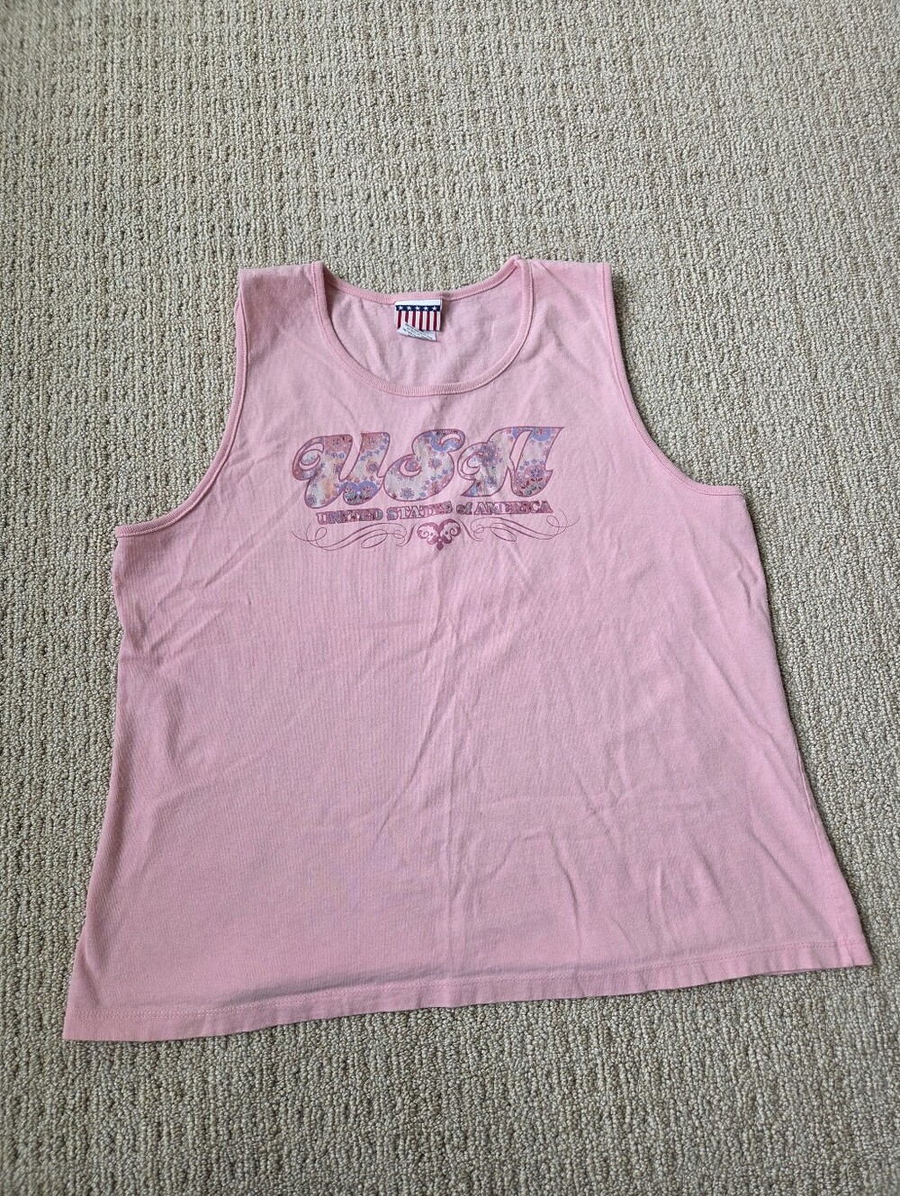 Vintage Y2K Pink USA Graphic Tank Top